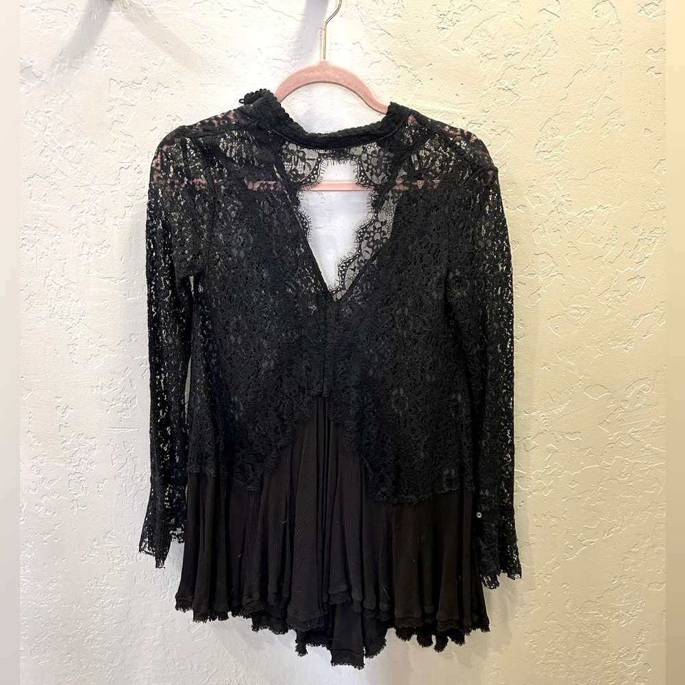 Free People Black Lace Tunic
